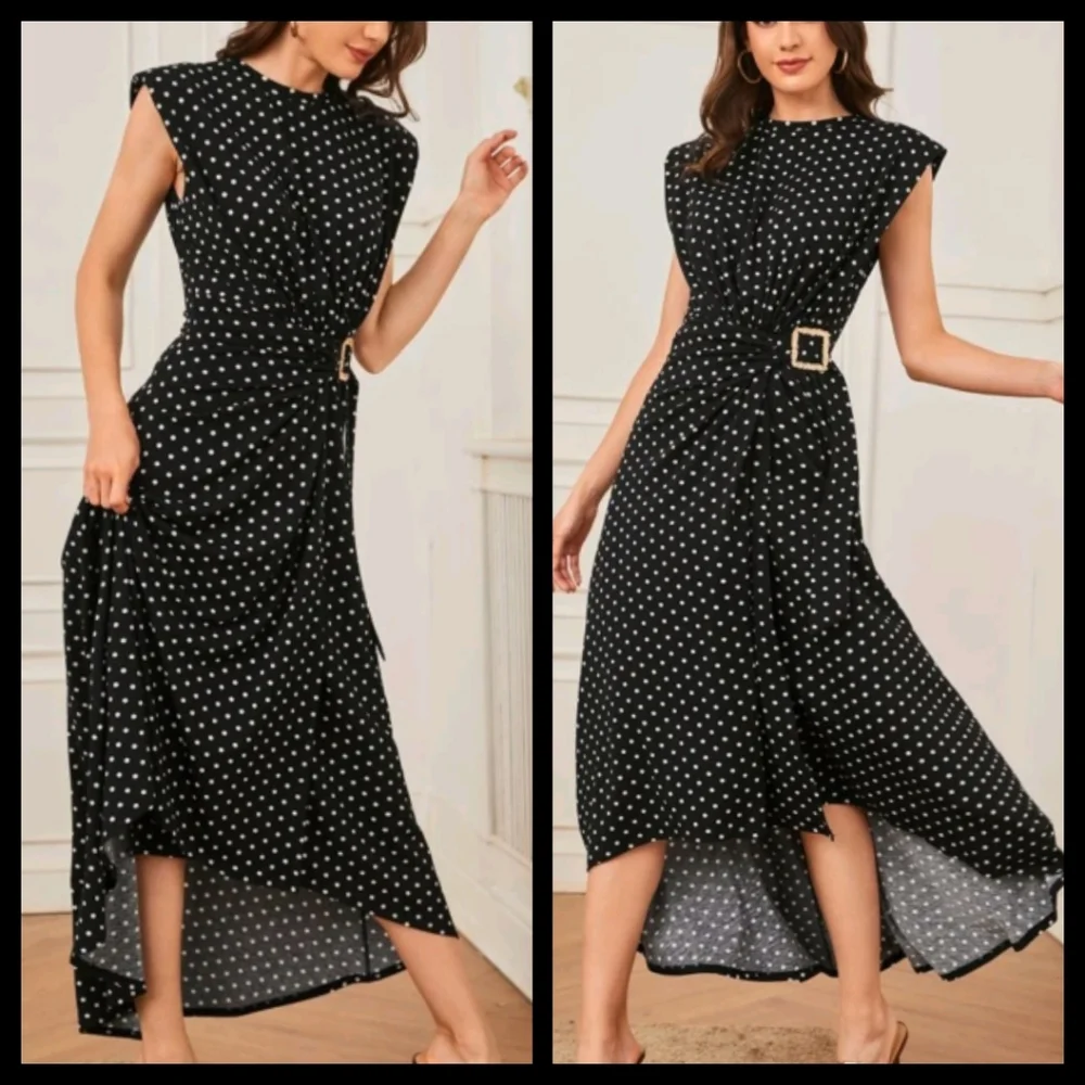 Boho Black Polka Dot Dress M, L,& XL NWOT - Picture 2 of 4